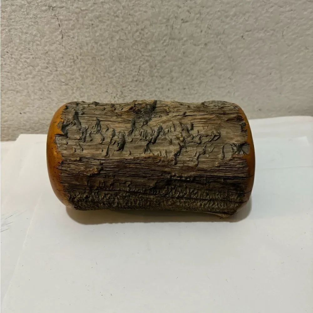 Wood Log Jewelry Storage Trinket Box Chest Rustic Hand Crafted